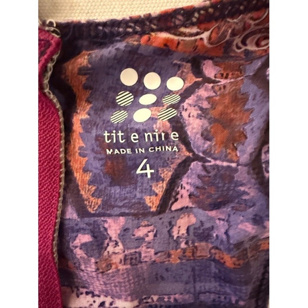 Title Nine Nimblene Halter‎ Dress Purple Ikat Floral Athletic Stretch Size 4 - Picture 2 of 12